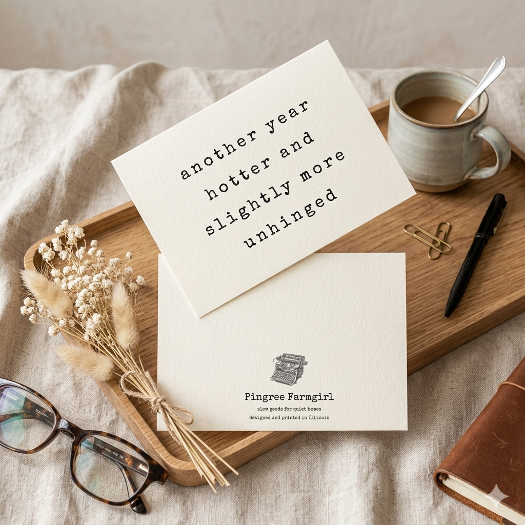 “Hotter & More Unhinged" | Sassy Birthday Greeting Card