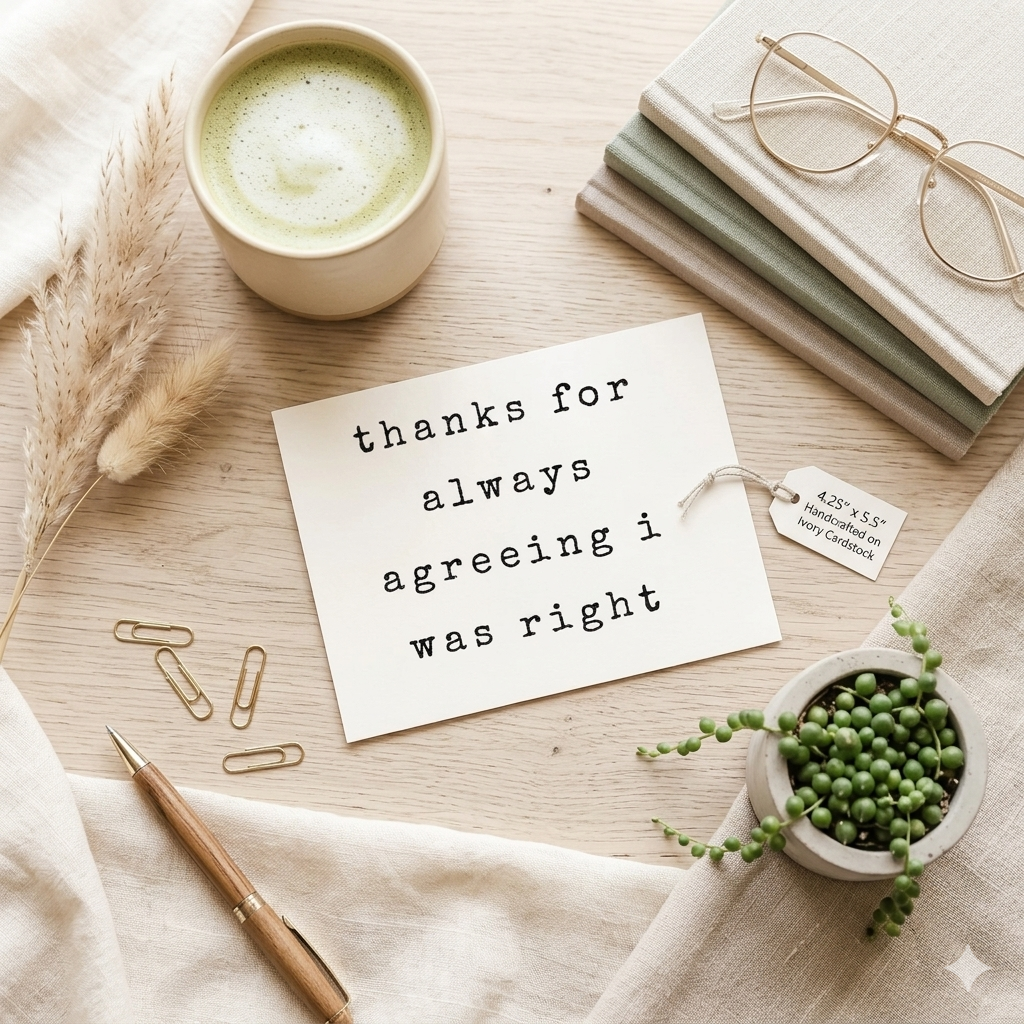 "Always Agreeing I Was Right" | Sassy Friendship Thank You Card
