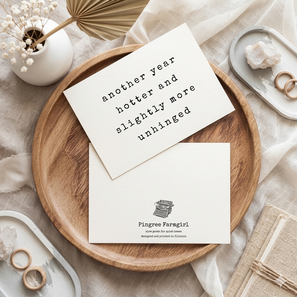 “Hotter & More Unhinged" | Sassy Birthday Greeting Card