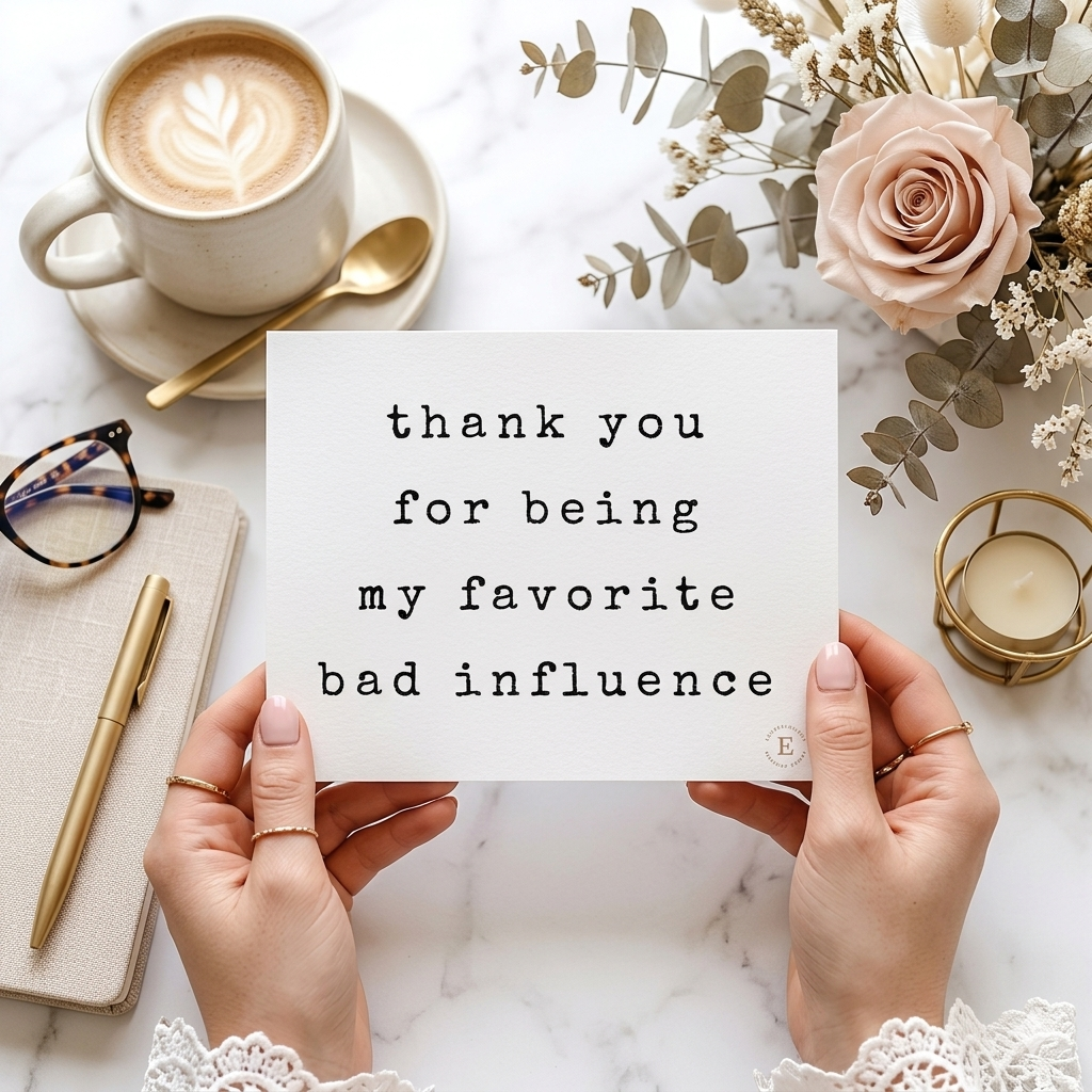“Favorite Bad Influence" | Sassy Friendship Thank You Card