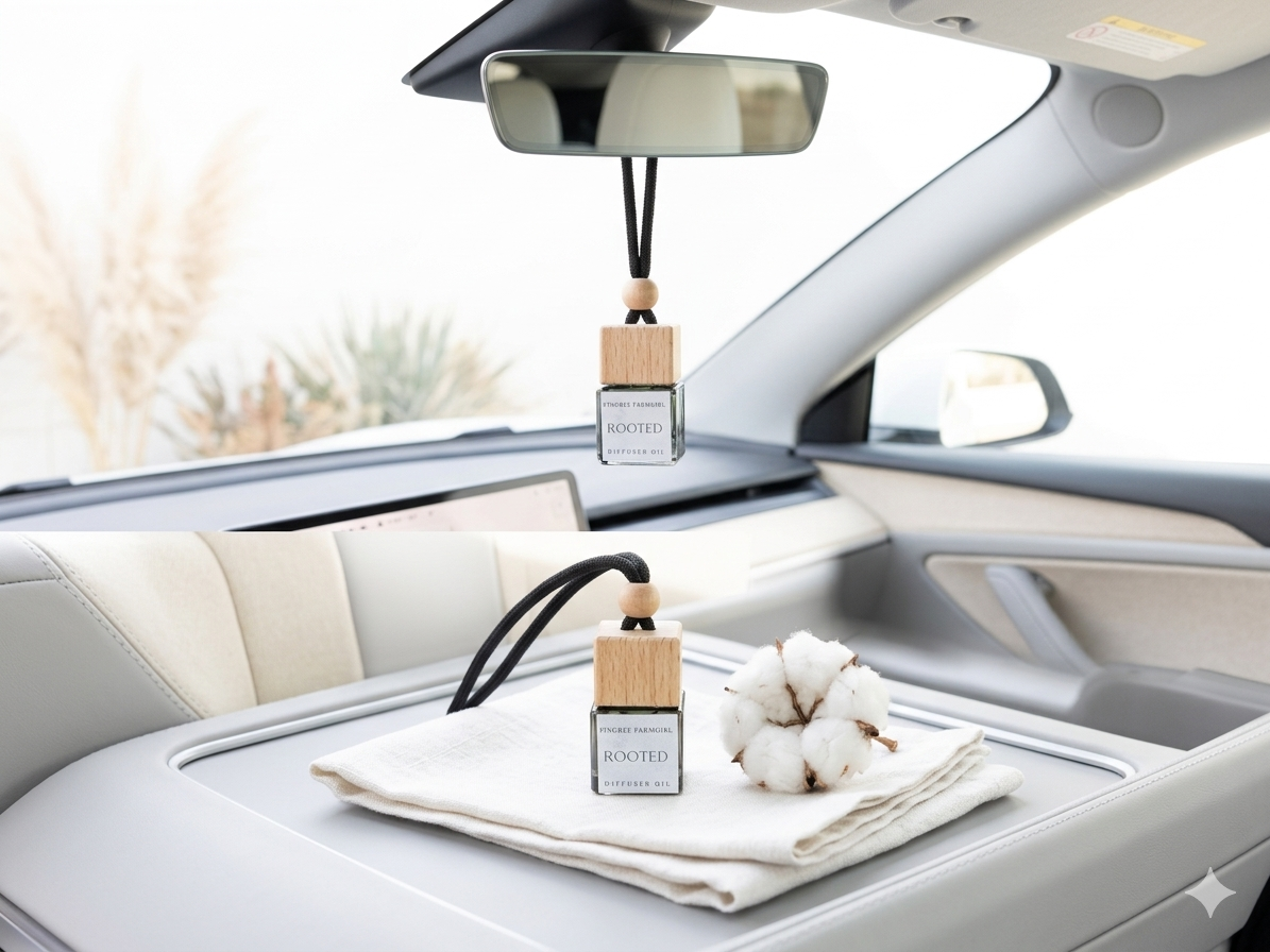 ROOTED | Cedarwood & Fresh Linen "Mobile Sanctuary" Car Diffuser
