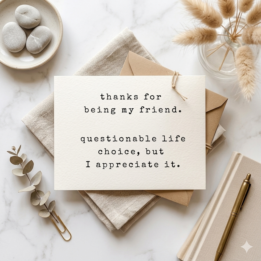 “Questionable Life Choice" | Sassy Friendship Thank You Card