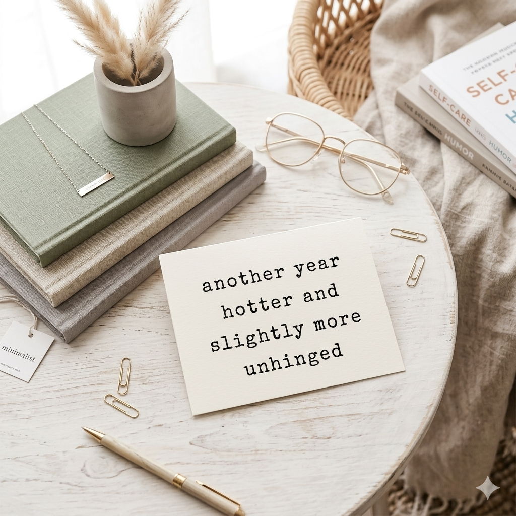 “Hotter & More Unhinged" | Sassy Birthday Greeting Card